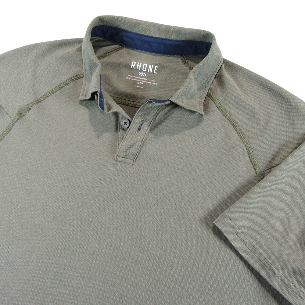 Rhone Mens Polo Shirt S Olive Green Stretch Delta Pique 101346 Polyester Tencel